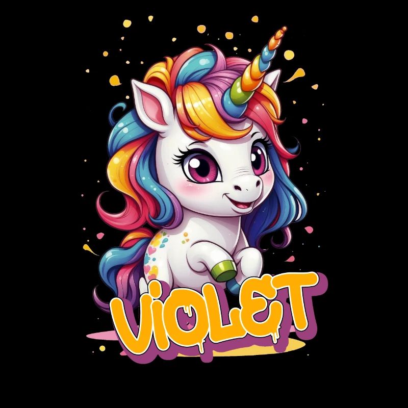VIOLET - Schöner Mädchen Name mit süßem Einhorn