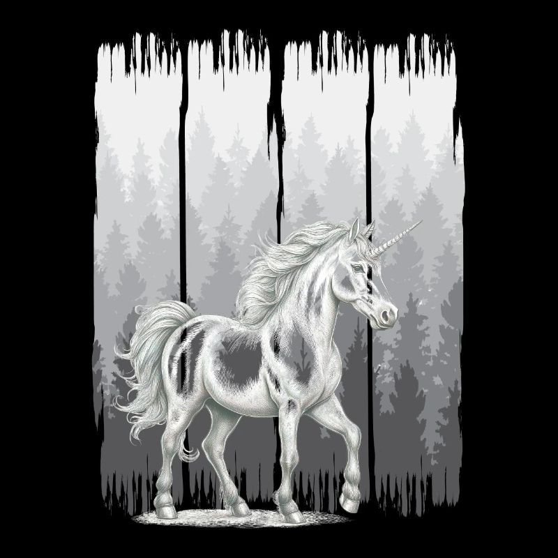 Wald Pferd Pferde Einhörner Einhorn Wildpferd