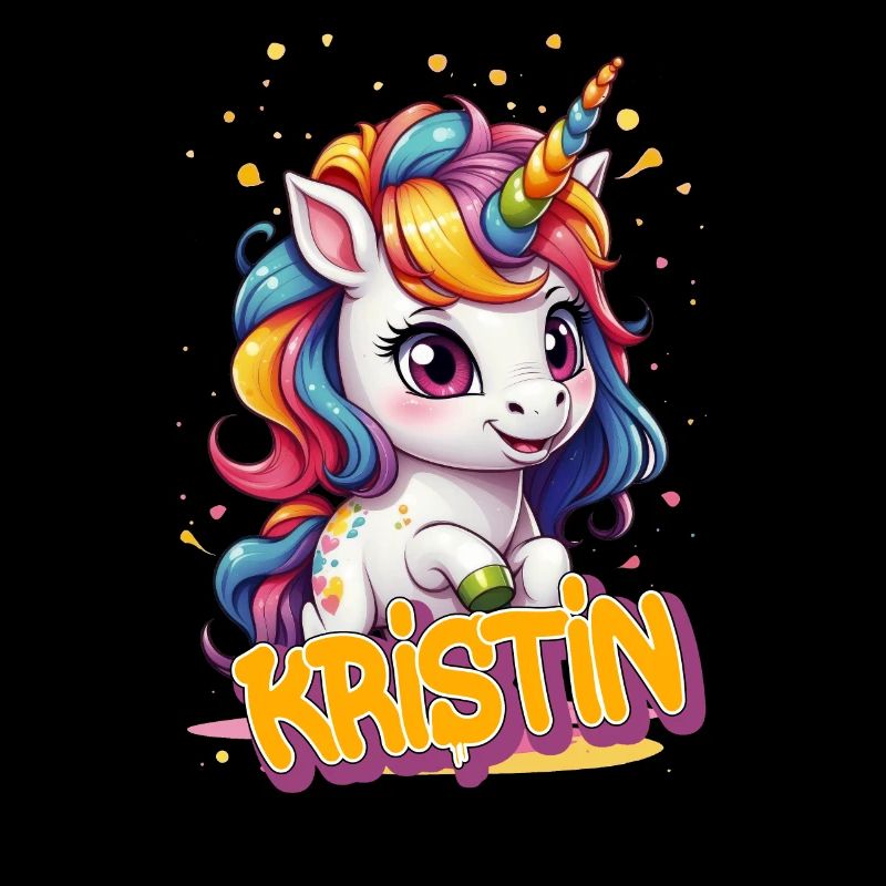 KRISTIN - Schöner Mädchen Name mit süßem Einhorn