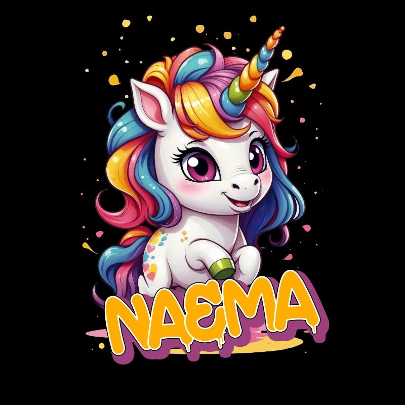 NAEMA - Schöner Mädchen Name mit süßem Einhorn