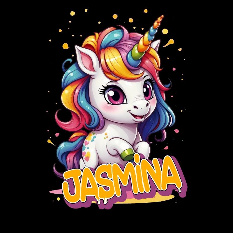 JASMINA - Schöner Mädchen Name mit süßem Einhorn