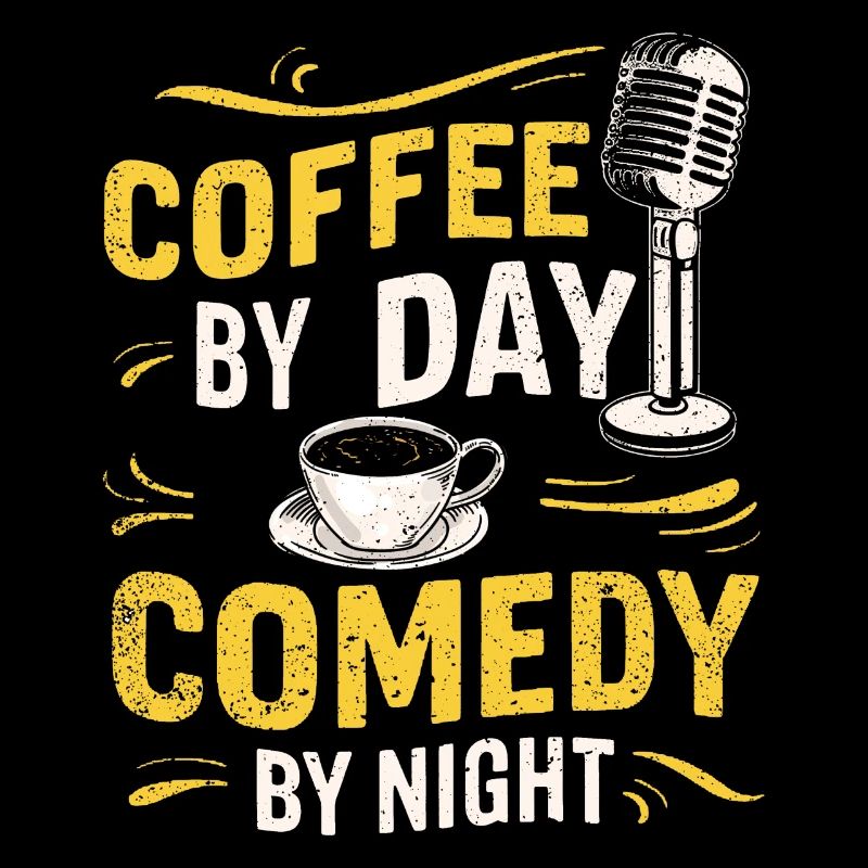 Kaffee bei Tag Comedy bei Nacht Komiker