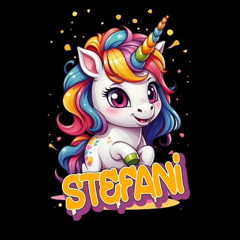 STEFANI - Schöner Mädchen Name mit süßem Einhorn
