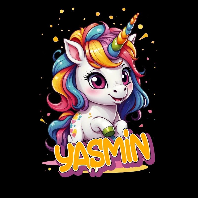 YASMIN - Schöner Mädchen Name mit süßem Einhorn