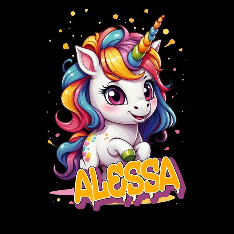 ALESSA - Schöner Mädchen Name mit süßem Einhorn