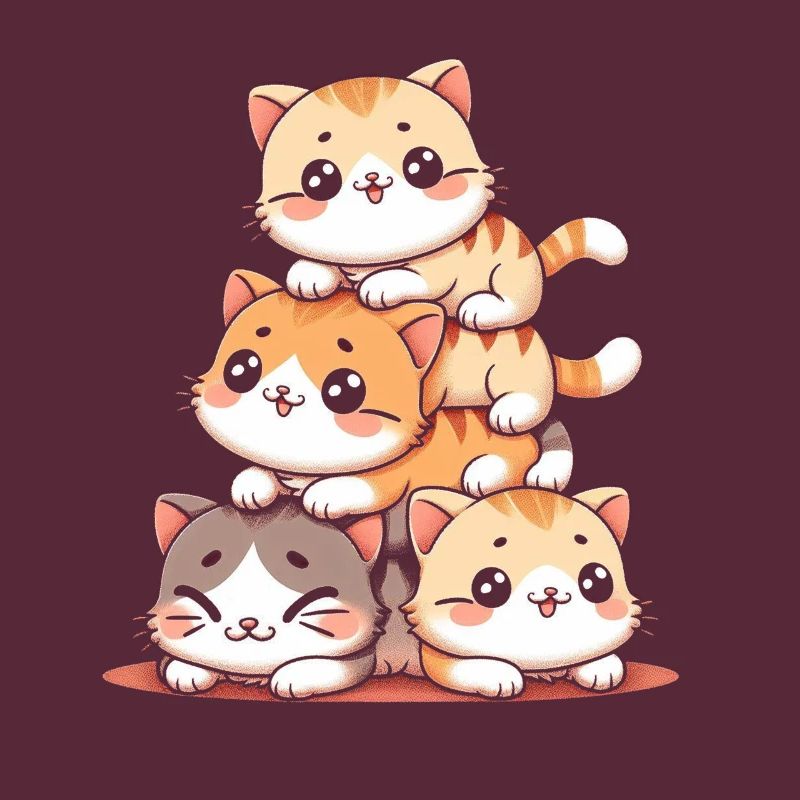Stack of Kitty Cats Stack Kawaii Meowtain Anime