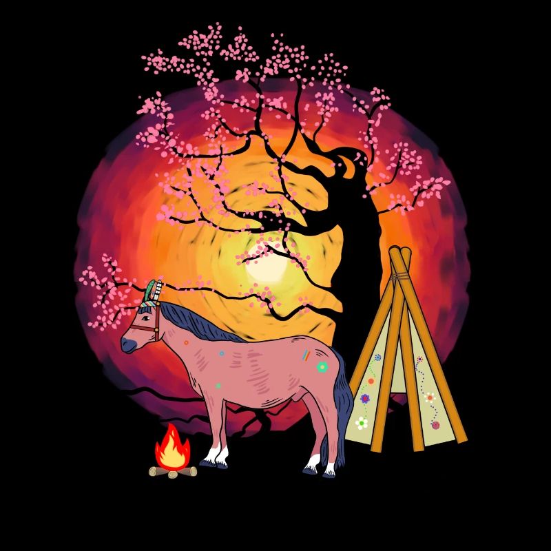Hippie Cheval Chevaux Tipi Coucher De Soleil