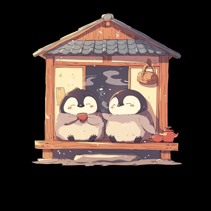 Penguin Tea Ceremony Japanese Penguin Cute