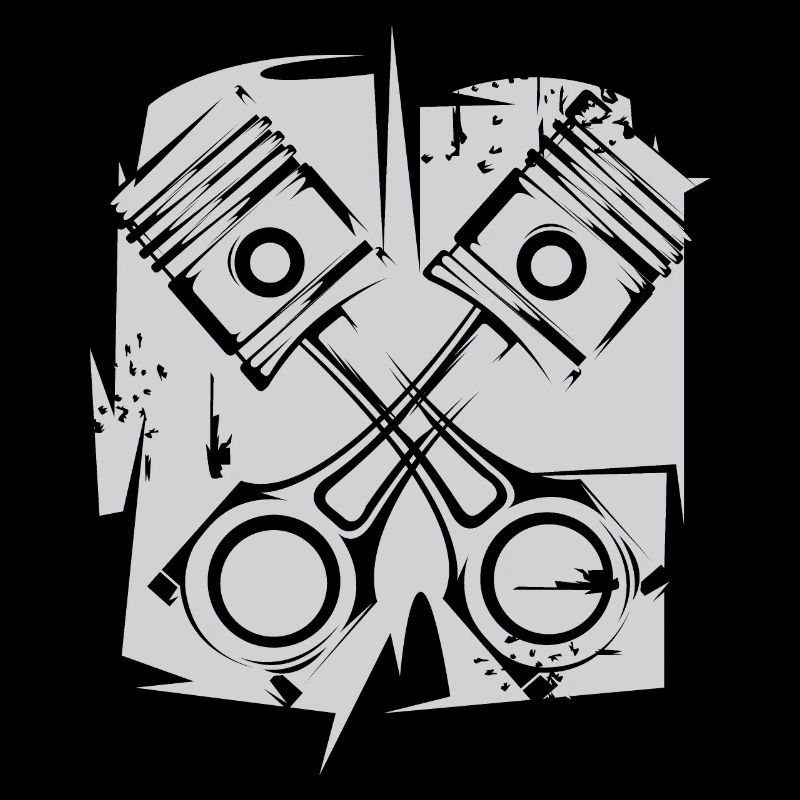 v8 Piston Engine Icon Art Illustration Logo