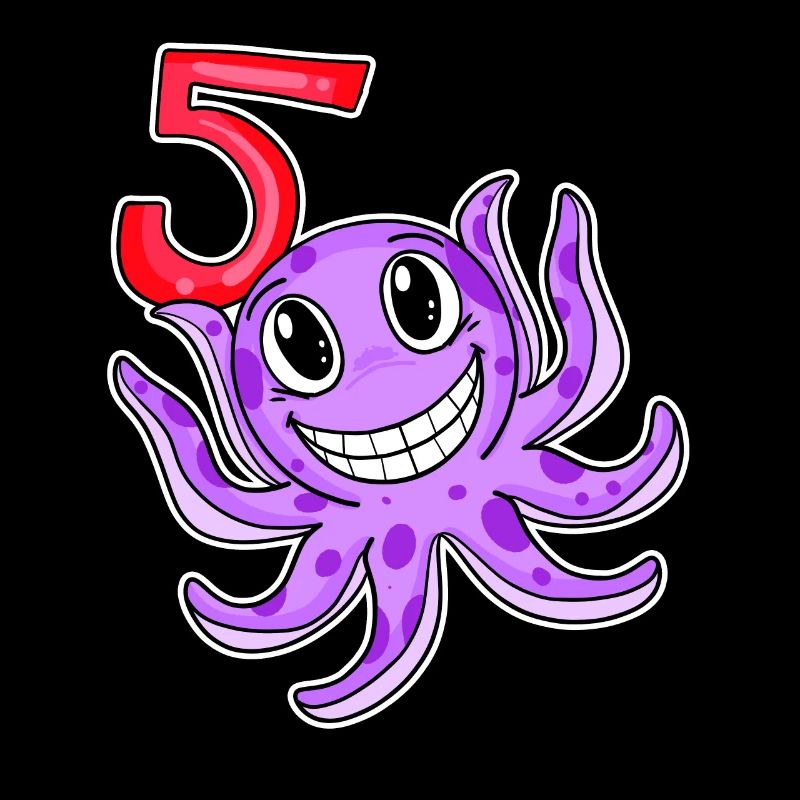 5th Birthday Motif Octopus - Five Years Old
