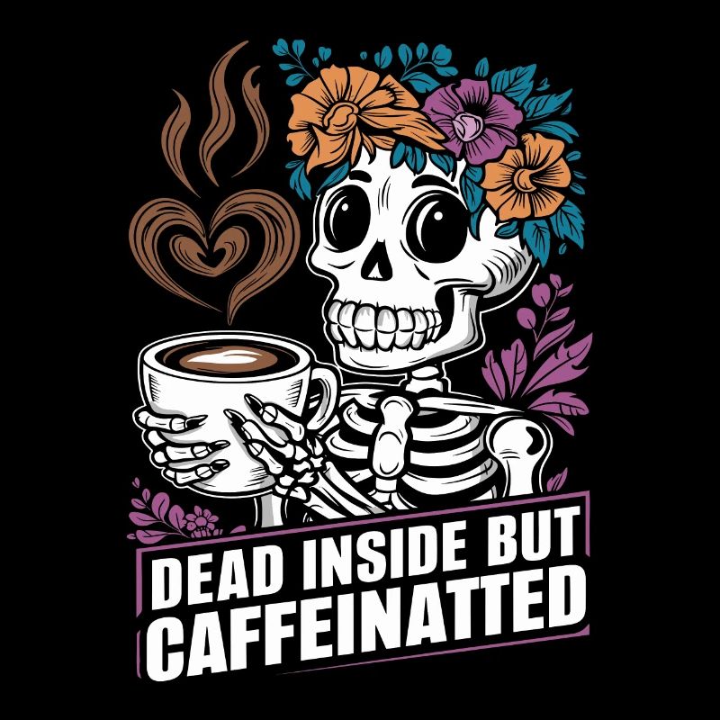 Funny Coffee Caffeine Skeleton Saying