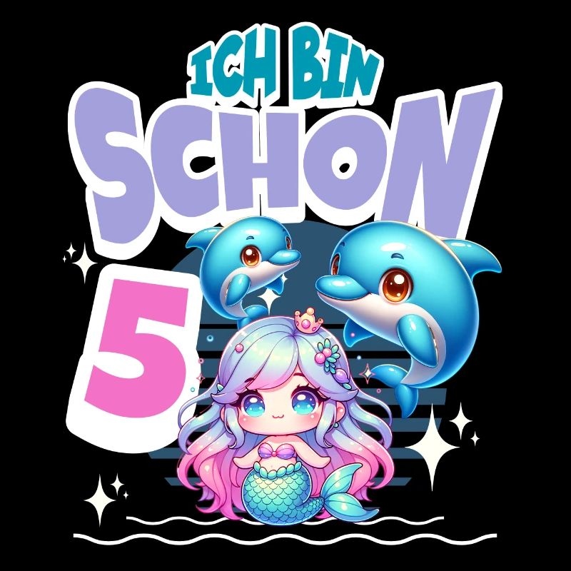 5. Geburtstag Meerjungfrau Delfin Kinder Mädchen