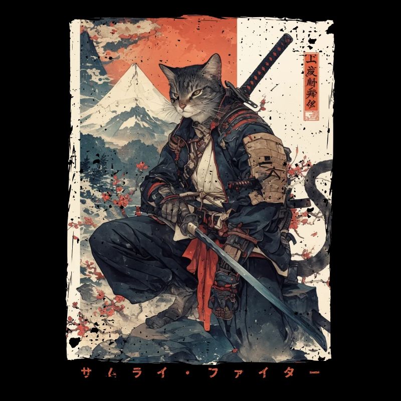 Samurai Cat Kawaii Japanische Ninja Katze