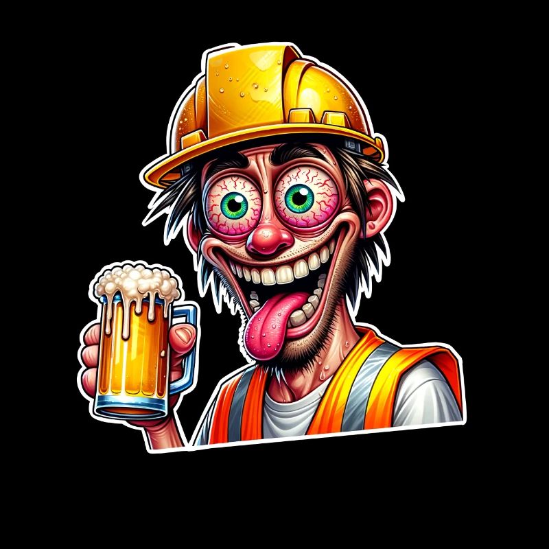Ouvrier De La Construction Bière Ivre Drôle