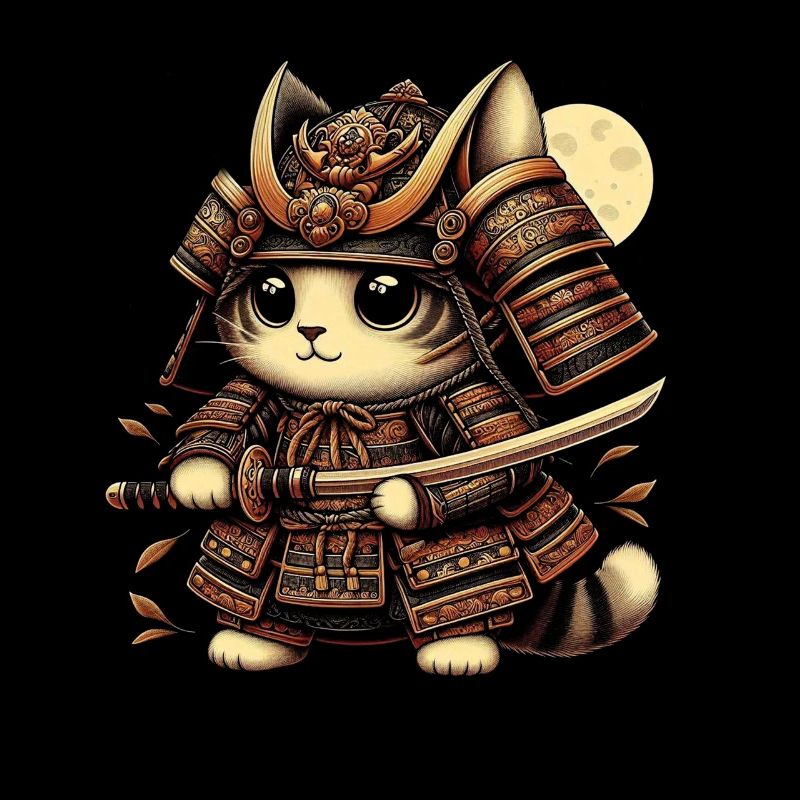 Japonais Samouraï Cat Warrior Retro Ninja