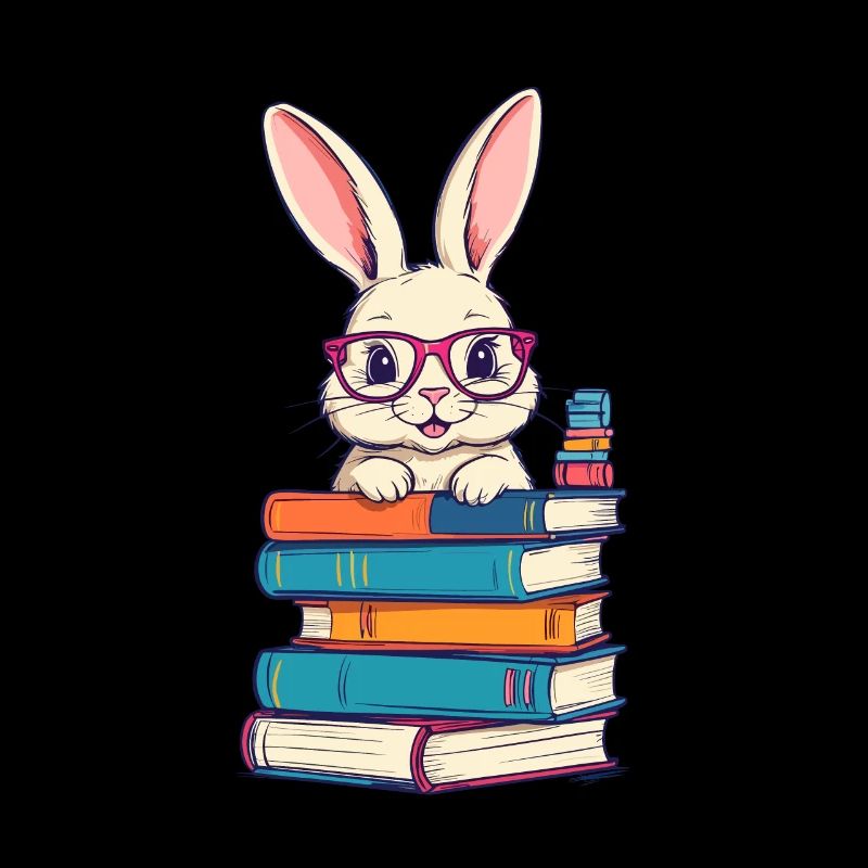 Lapin de lecture passionné de livres parfait