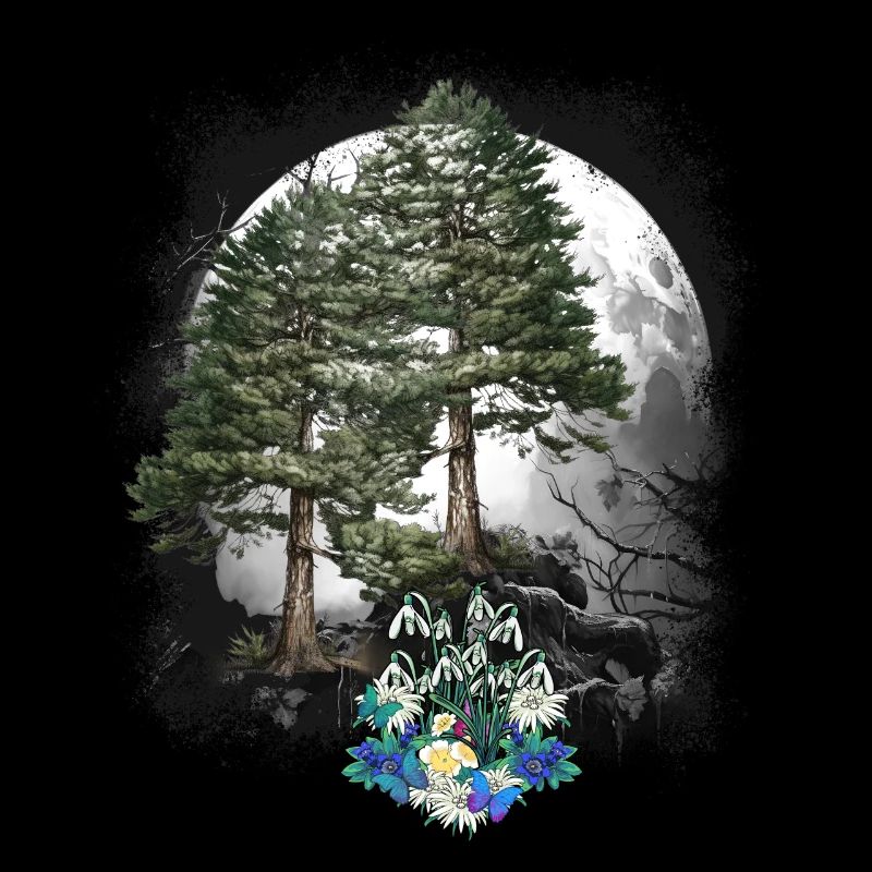 Forest Nature Spring Flowers Coniferous Forest Trees Tree