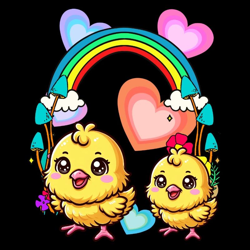 Rainbow Chickens Chick Chicken Heart Spring Child