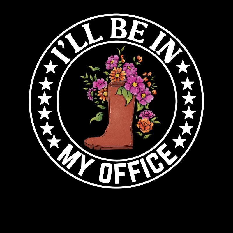 Je serai dans mon bureau les bottes de jardin avec des fleurs