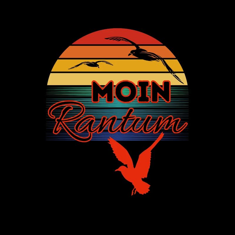 Moin Rantum with Seagull in Retro Style Sylt-Rantum