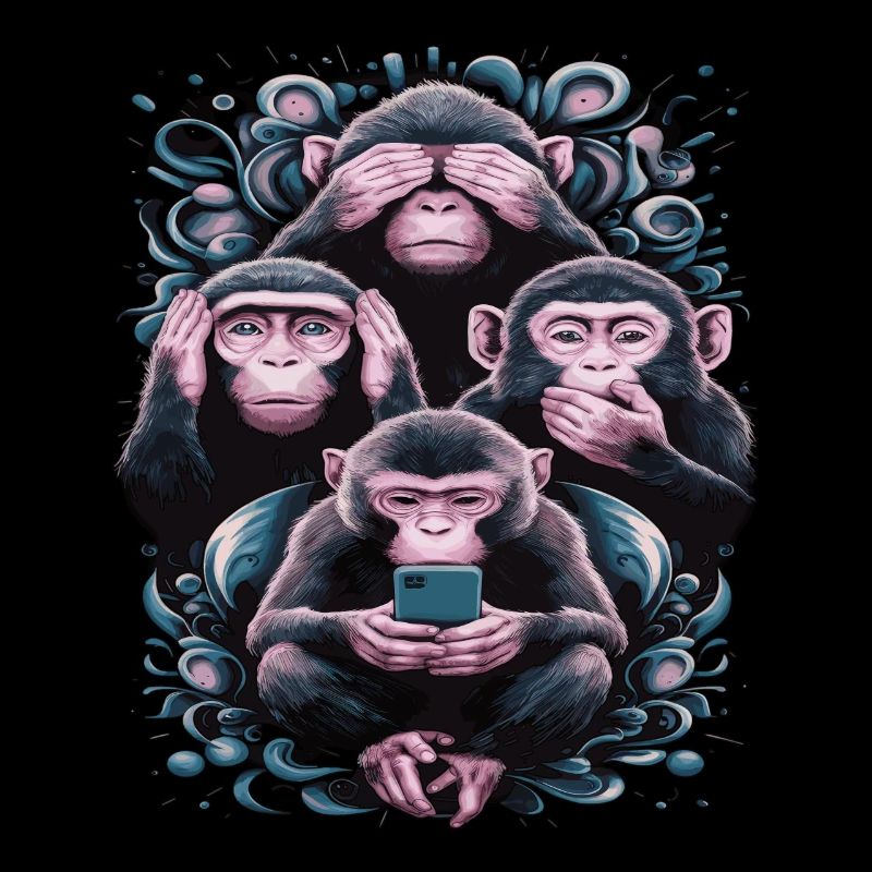 singe sage avec téléphone portable drôle multi conception multimédia