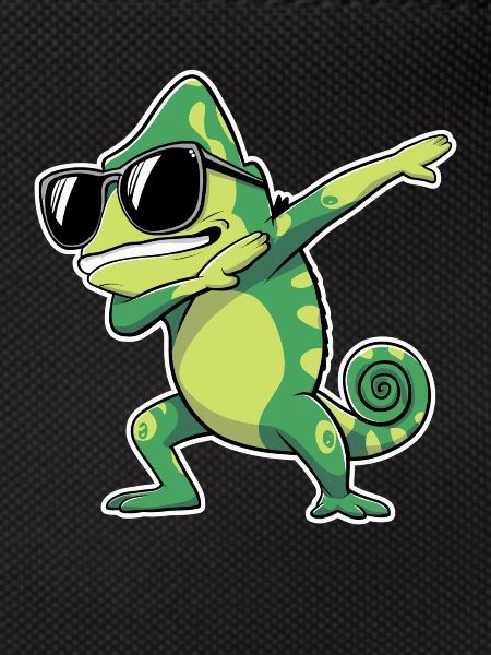 Dabbing chameleon with sunglasses
