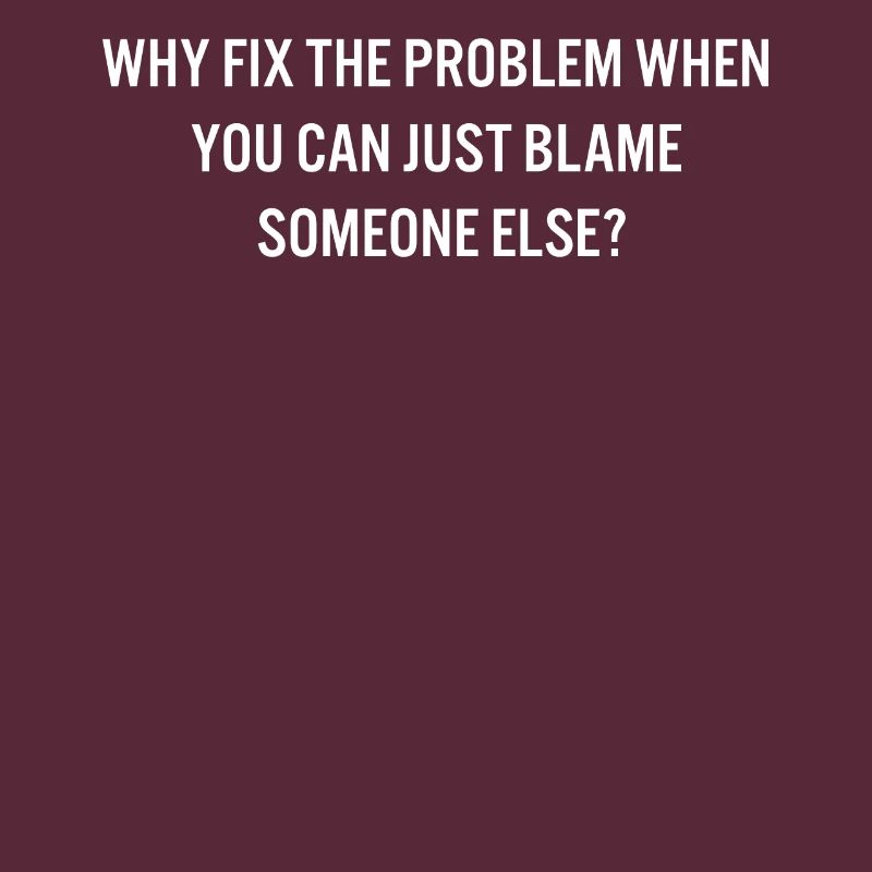 Why Fix the Problem Blame Someone Else Sarcastic