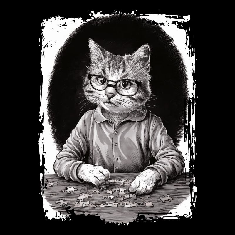 Katze spielt Puzzle Geschenk