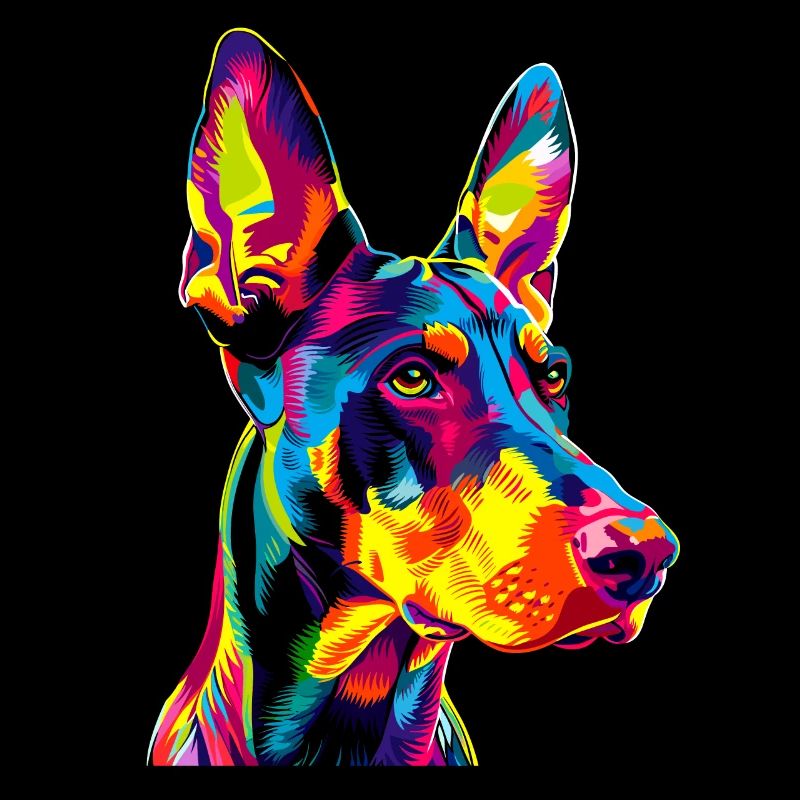 Dobermann Hund Bunte Farben Pop Art Dobermänner