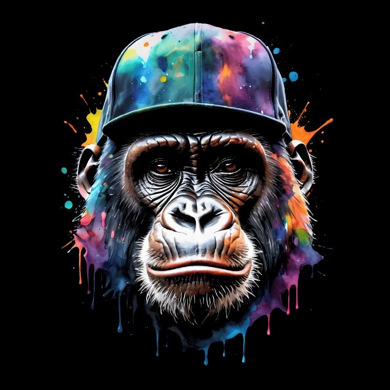 Gorilla Snapback Cap Affe Cool Tier Design Print
