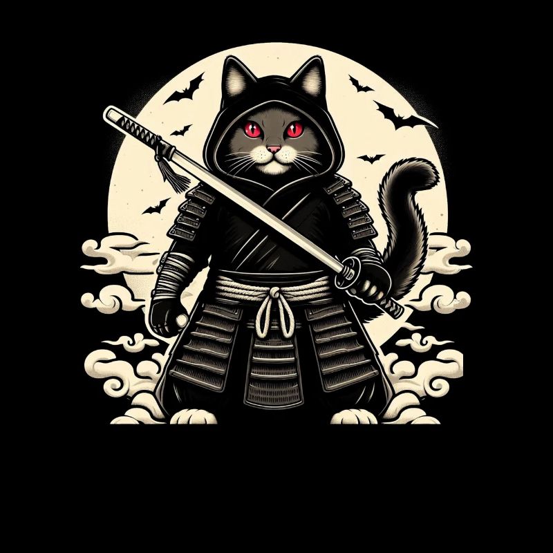 Ninja Cat Japanese Samurai Japan Kawaii Warrior