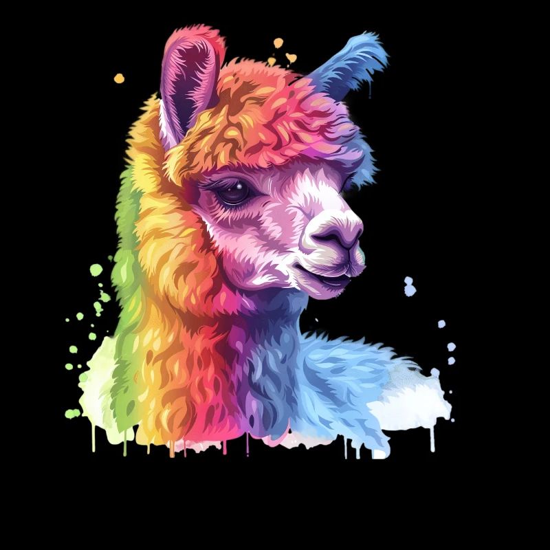 Bunter Alpaka Regenbogen Portrait