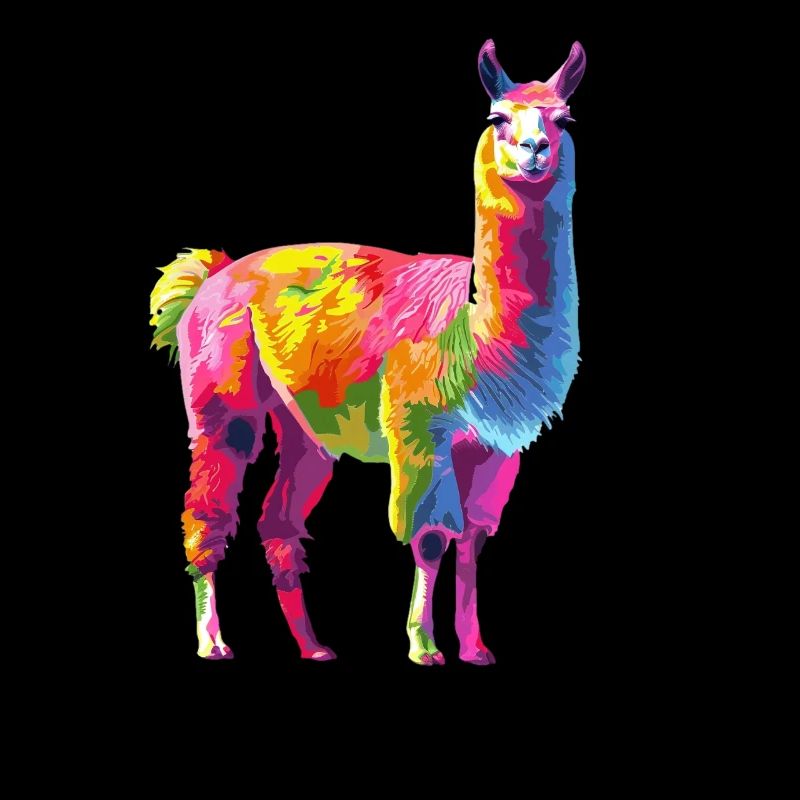 Llama Alpaca Rainbow Artwork
