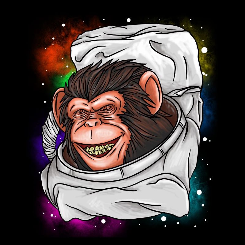 Astronaut Monkey T-Shirt - Funny Smiling Space