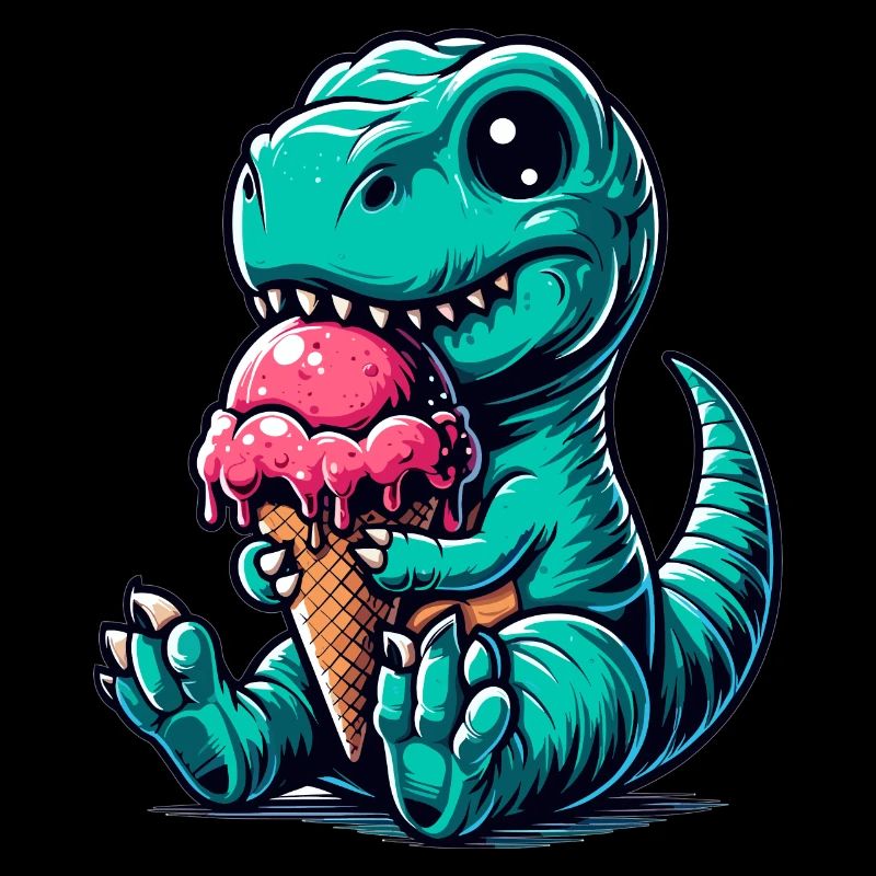 Süßer T-Rex mit Eis Dinosaurier Geschenk