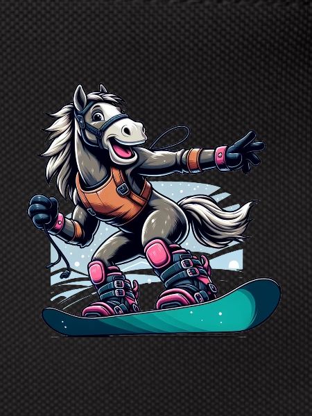 Cheval snowboarder mignon