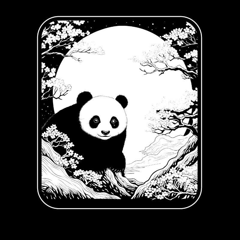 Panda géant Panda Ours Japon Cerisier Fleur Lune