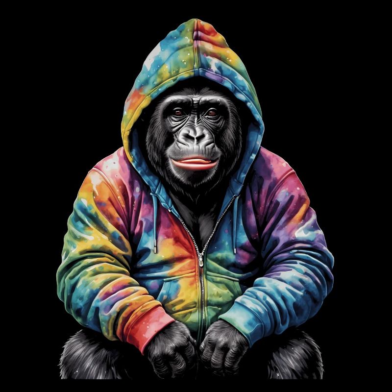Gorille Sweat à capuche Singe Imprimé Coloré Animal Design