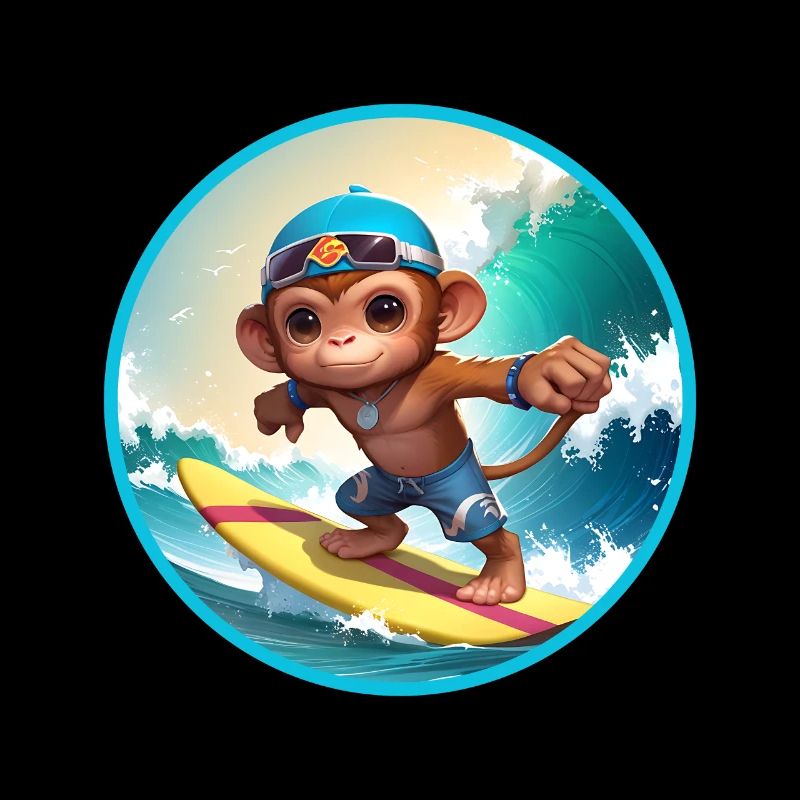 Singe surfeur joyeux