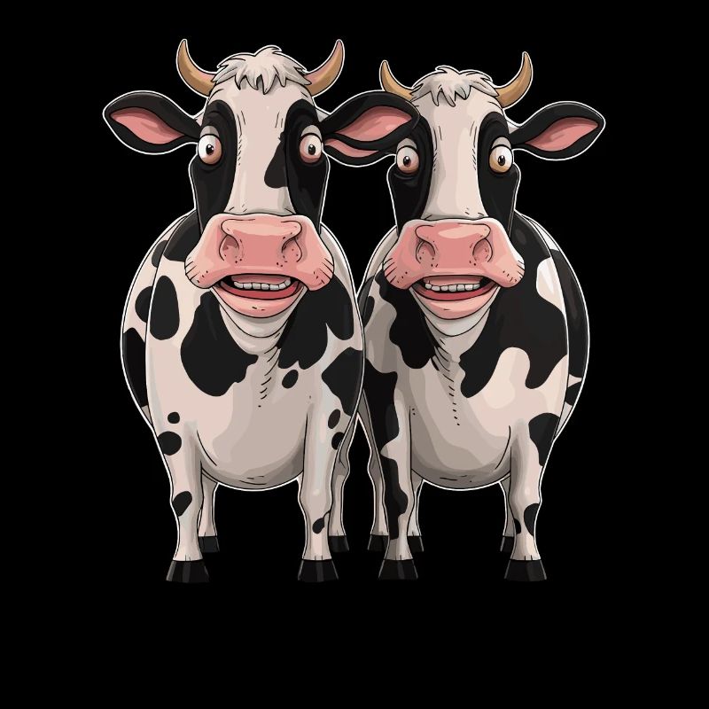 Funny Cows Cartoon Illustration
