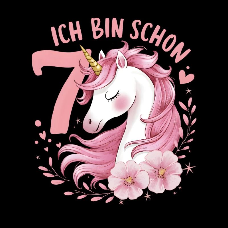 7. Geburtstag Mädchen 7 Jahre Pferd Pferde Einhorn