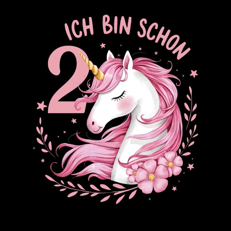 2. Geburtstag Mädchen 2 Jahre Pferd Pferde Einhorn