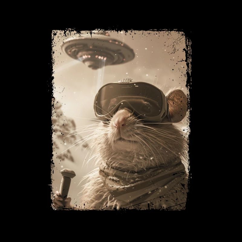 UFO Retro Vintage Uncanny Alien Ski Mouse
