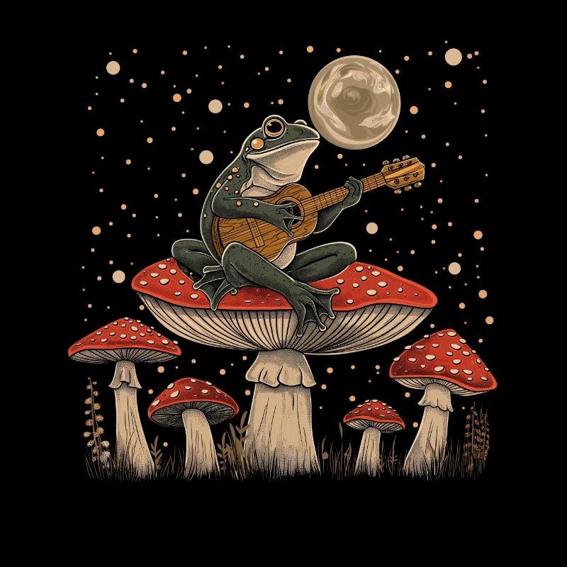 Cottagecore Aesthetic Frog Playing Guitar Pil