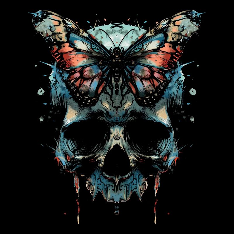 Weirdcore Ästhetik Schädel Schmetterling Strangeco