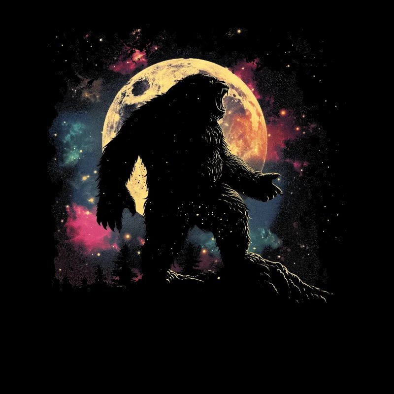 Bigfoot Sasquatch Yeti Howling Moon