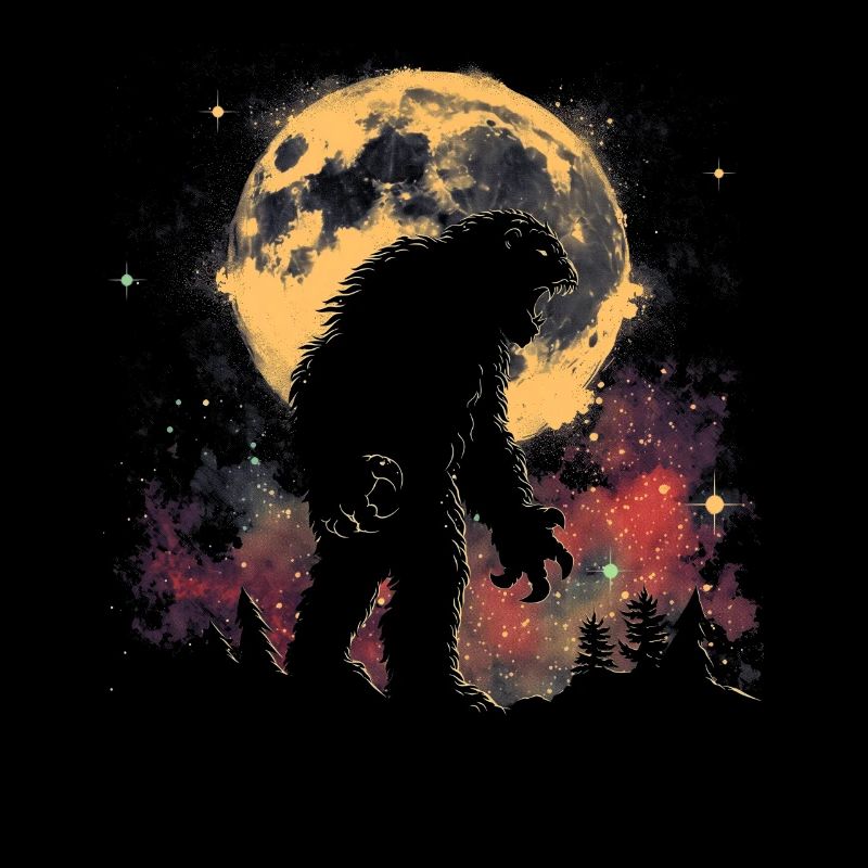 Bigfoot Sasquatch Yeti Howling Moon