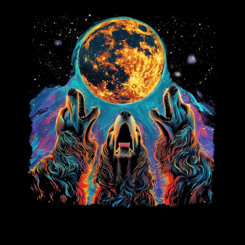 Cocker Spaniel Dog Howling Moon