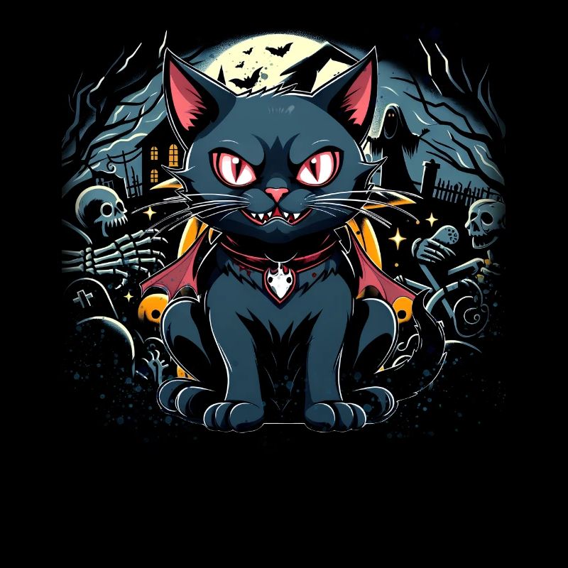 Chat noir d’Halloween en vampire