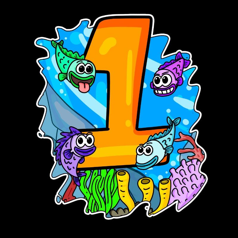 Numéro 1 Numéro Un - Motif Poissons